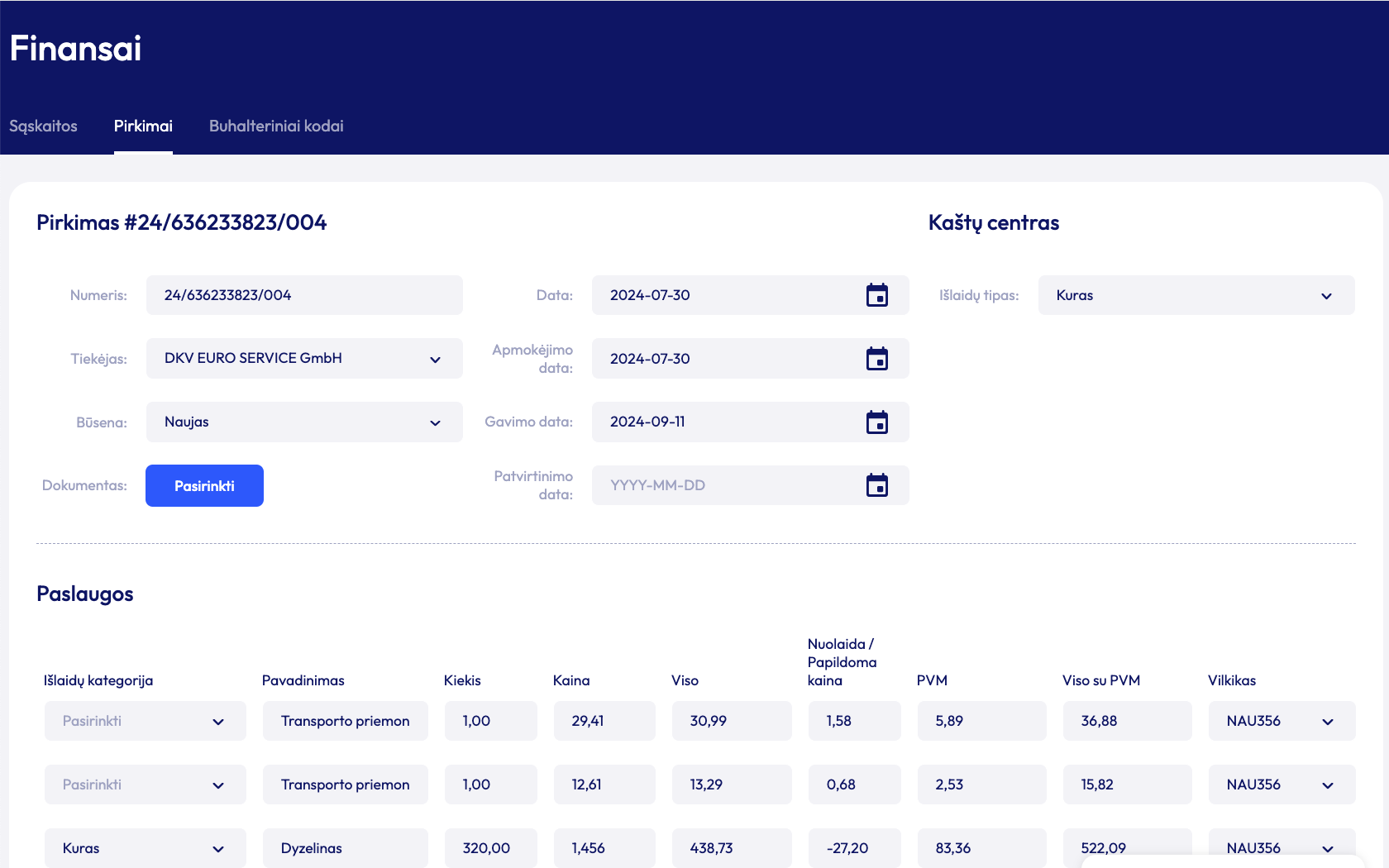 TMS Globe sistema papildyta pirkimų moduliu